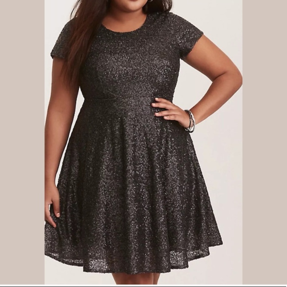 Torrid Grey Sequin Skater Dress